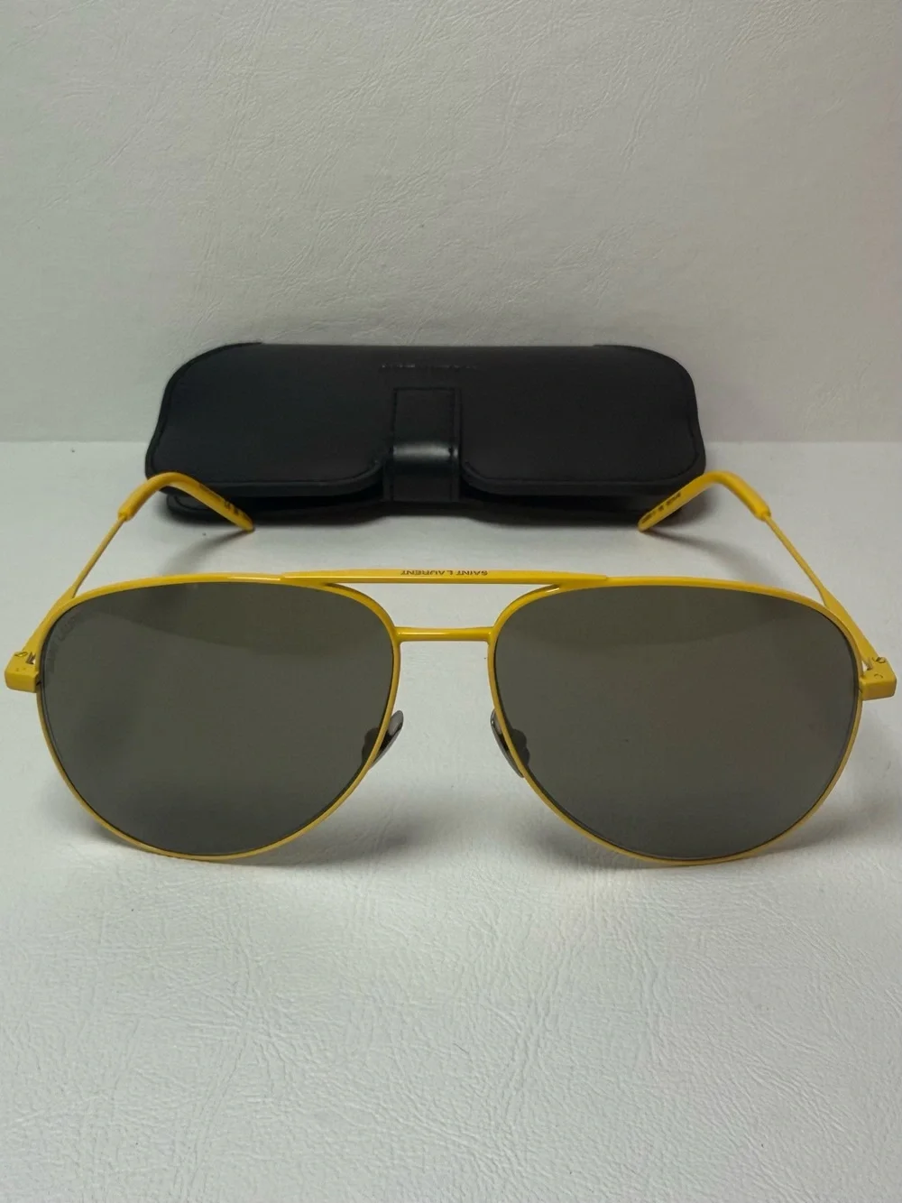 Saint Laurent Classic 11 Unisex Yellow Aviator Sunglasses
